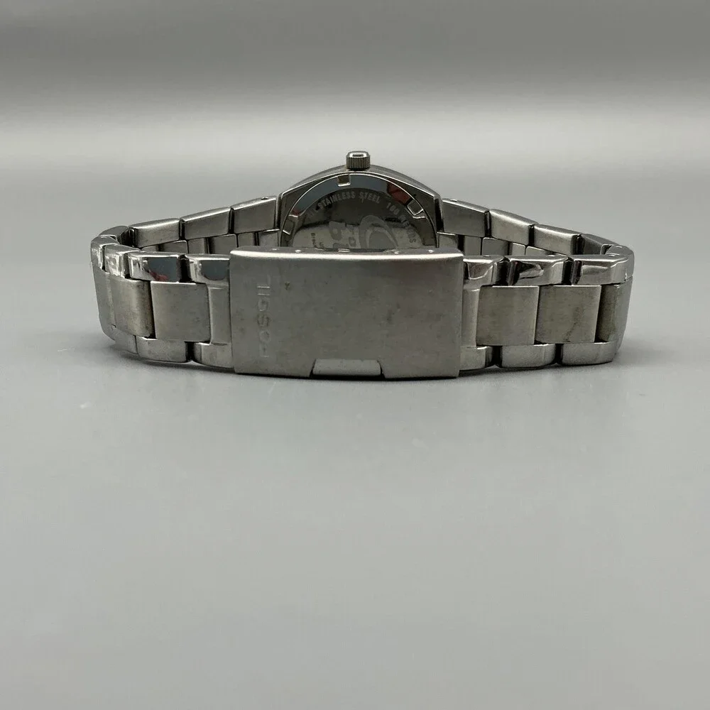 Fossil Blue Womens Watch 28mm Red Dial Stainless Date AM-4100 New Battery 6.75